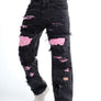 2Y Premium - Pink Fabric Jeans - Black